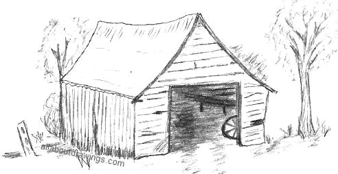 492x254 Characteristic Old Barn Drawing - Simple Barn Drawing