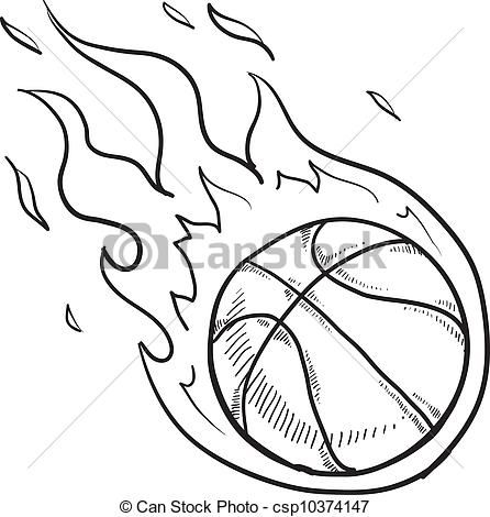 446x470 Basketball Drawing - Simple Basketball Drawing