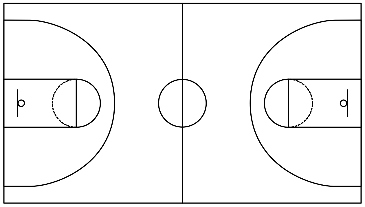 1261x715 Best Basketball Court Clipart - Simple Basketball Drawing