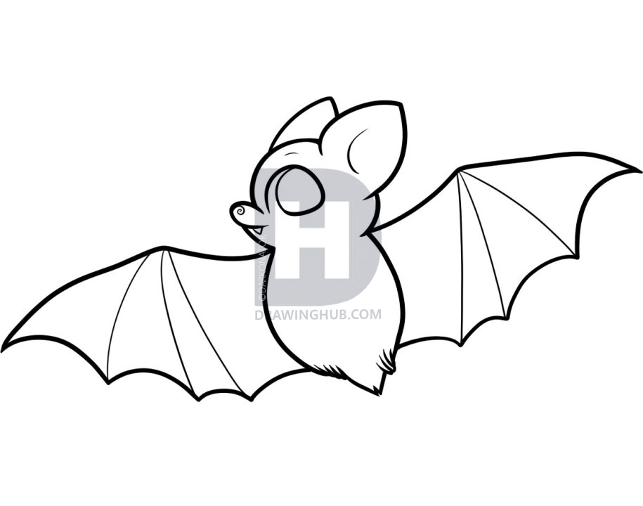 915x720 how to draw a bat for kids, step - Simple Bat Drawing