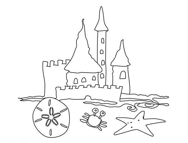 600x457 Simple Drawing Of Beach Castle Coloring Page - Simple Beach Drawing