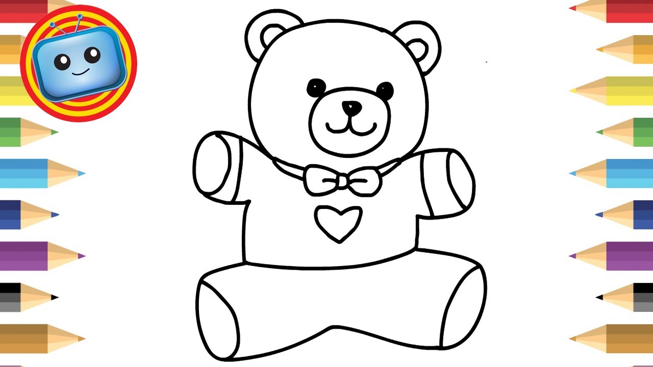 1280x720 How To Draw A Teddy Bear Colouring Book Simple Drawing Game - Simple Bear Drawing