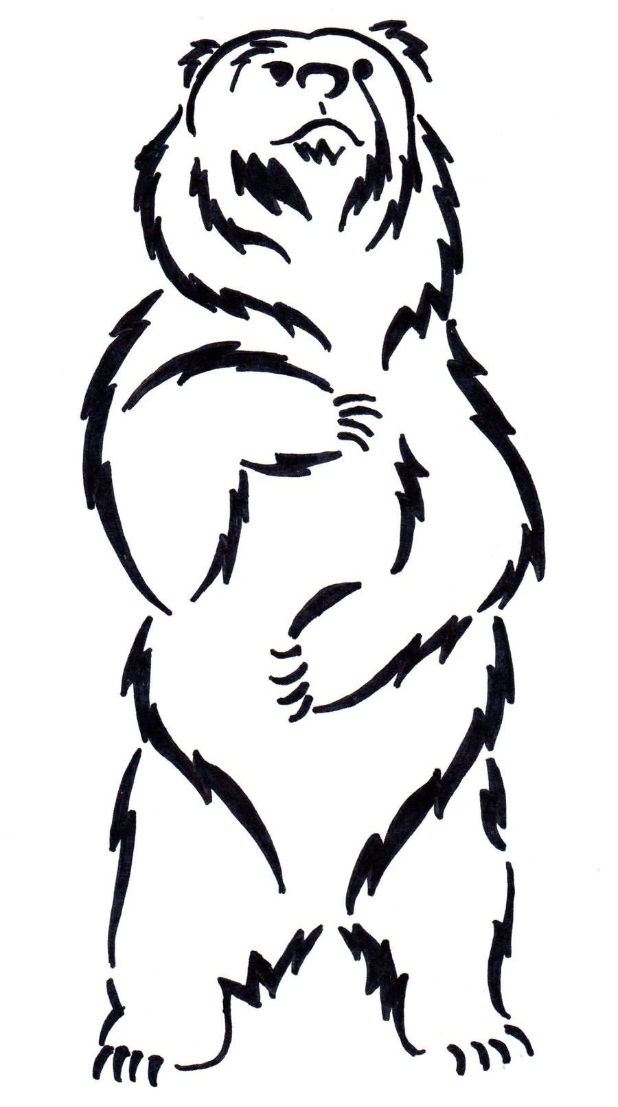 900x1611 Simple Outline Bear Tattoo Design Native American Tattoos - Simple Bear Drawing