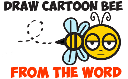 410x255 how to draw cartoon bee from the word bee - Simple Bee Drawing