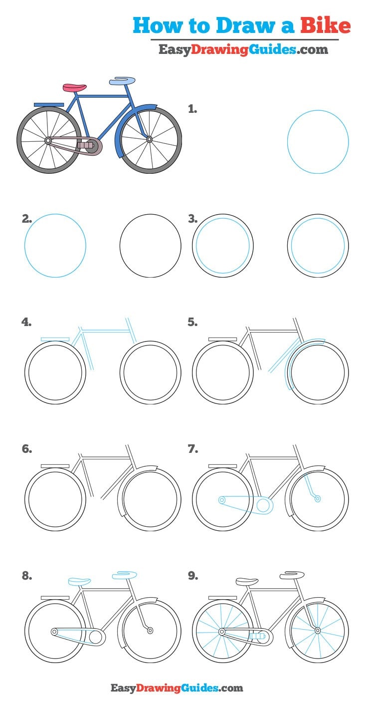 736x1420 Bicycle Drawing Simple With How To Draw A Bike Really Easy Drawing - Simple Bike Drawing