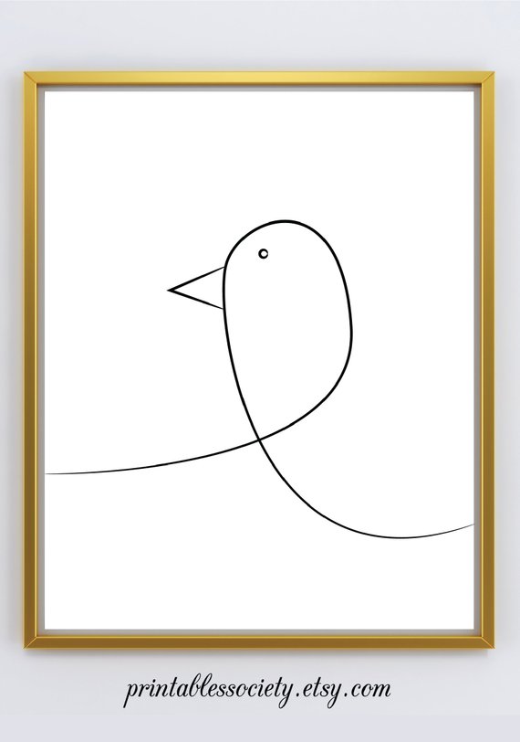 570x812 minimalist bird printmodern bird line artird printable etsy - Simple Bird Line Drawing