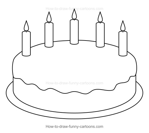 510x453 How To Draw A Cartoon Birthday Cake - Simple Birthday Cake Drawing