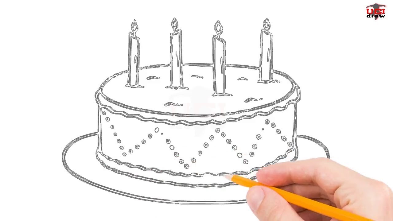 1280x720 How To Draw A Cake Step - Simple Birthday Cake Drawing