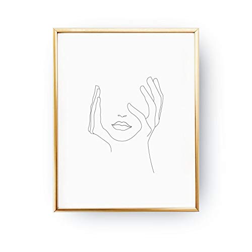 500x500 Hands On Face, Lips Print, Black And White, Sketch Art - Simple Black And White Drawings