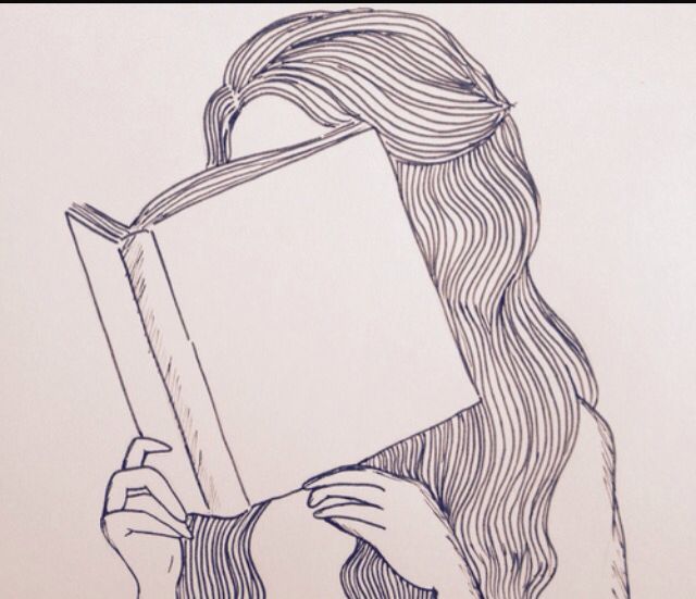 640x551 Girl Behind A Book Drawing In Drawings, Art, Tumblr Girl - Simple Book Drawing