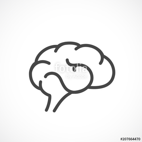 500x500 simple brain outline icon stock image and royalty free vector - Simple Brain Drawing