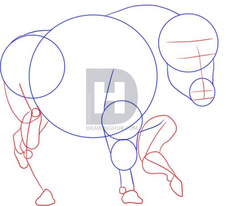 792x720 how to draw a buffalo, step - Simple Buffalo Drawing