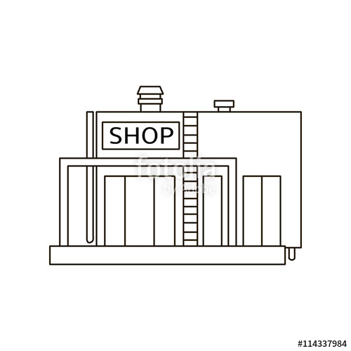 500x500 Simple Line Building Drawing Shop Icon Modern Store Stock Image - Simple Building Drawing