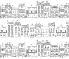 236x202 Drawings Of Buildings In A Row Simple Black And White Line - Simple Building Drawing