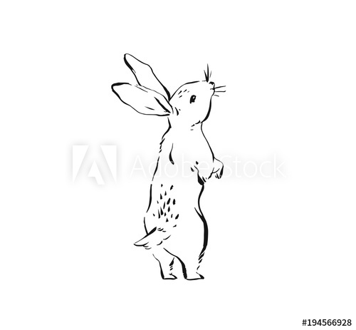 500x463 Hand Drawn Vector Abstract Ink Sketch Graphic Drawing Happy Easter - Simple Bunny Drawing