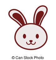 180x195 Easter Bunny Cute Face Rabbit Vector Illustration - Simple Bunny Face Drawing