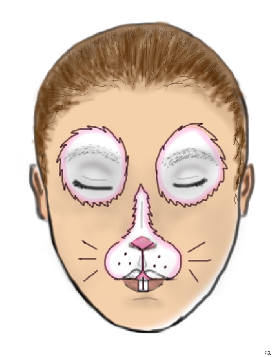 960x1249 How To Face Paint A Bunny Rabbit Steps - Simple Bunny Face Drawing