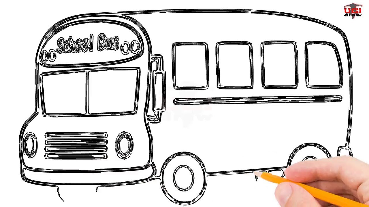 1280x720 How To Draw A Bus Step - Simple Bus Drawing