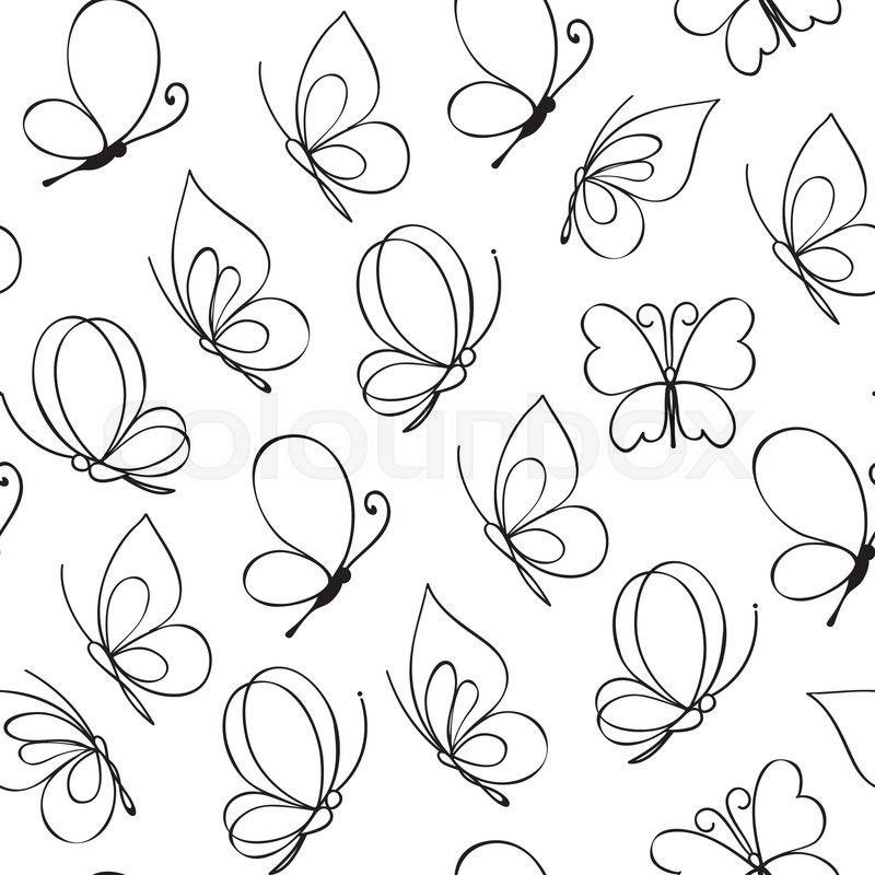 800x800 Hand Drawn Simple Butterfly Pattern Stock Vector Colourbox - Simple Butterfly Drawing