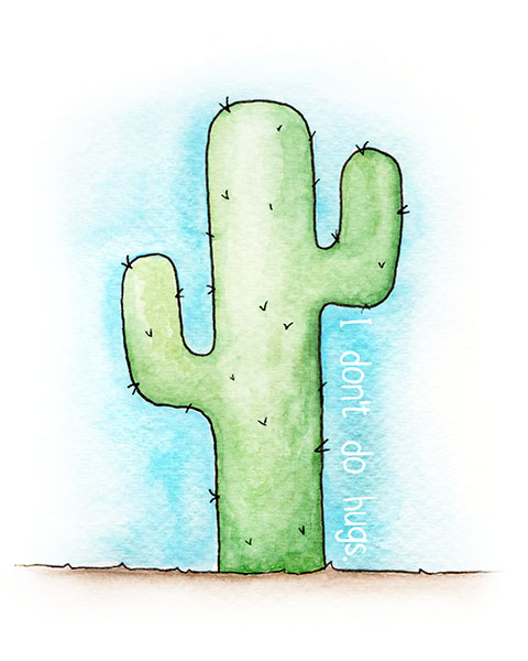 480x600 Prints, Stickers And Cards My Redbubble Shop Puddleside Musings - Simple Cactus Drawing