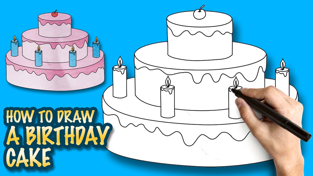 1280x720 How To Draw A Birthday Cake - Simple Cake Drawing