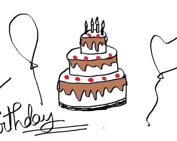 678x540 Simple Birthday Cake Drawing Drawings - Simple Cake Drawing