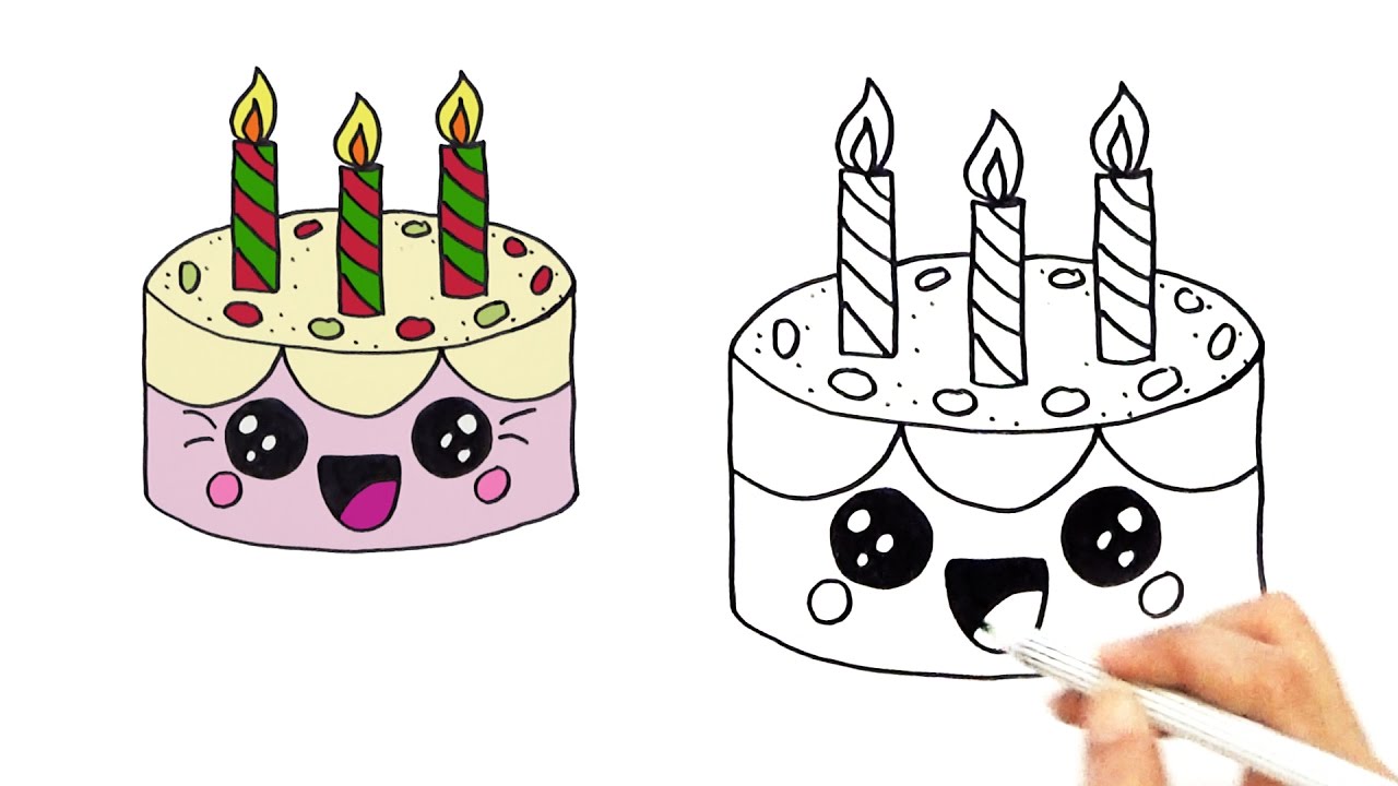 Красивые легкие рисунки на день рождения. Рисунок на день рождения. Рисунок торта для срисовки.