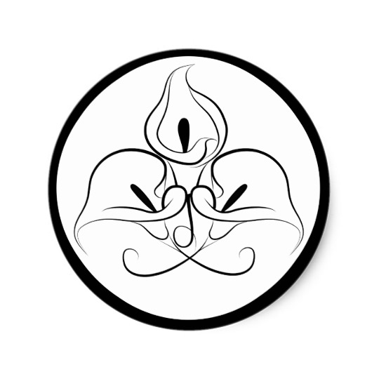 540x540 black and white calla lilies round stickers zazzle ca - Simple Calla Lily Drawing