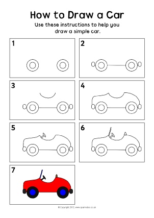 302x427 How To Draw Step - Simple Car Drawing For Kids