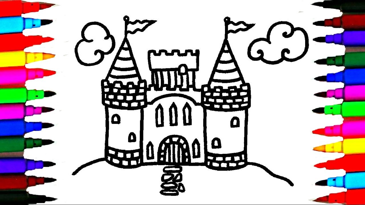 1280x720 how to draw and color castle l kids drawing simple castle coloring - Simple Castle Drawing