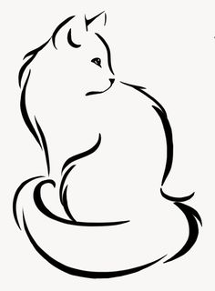 236x320 Best Cat Silhouette Tattoos Images Lotus Tattoo, Tiny Tattoo - Simple Cat Drawing