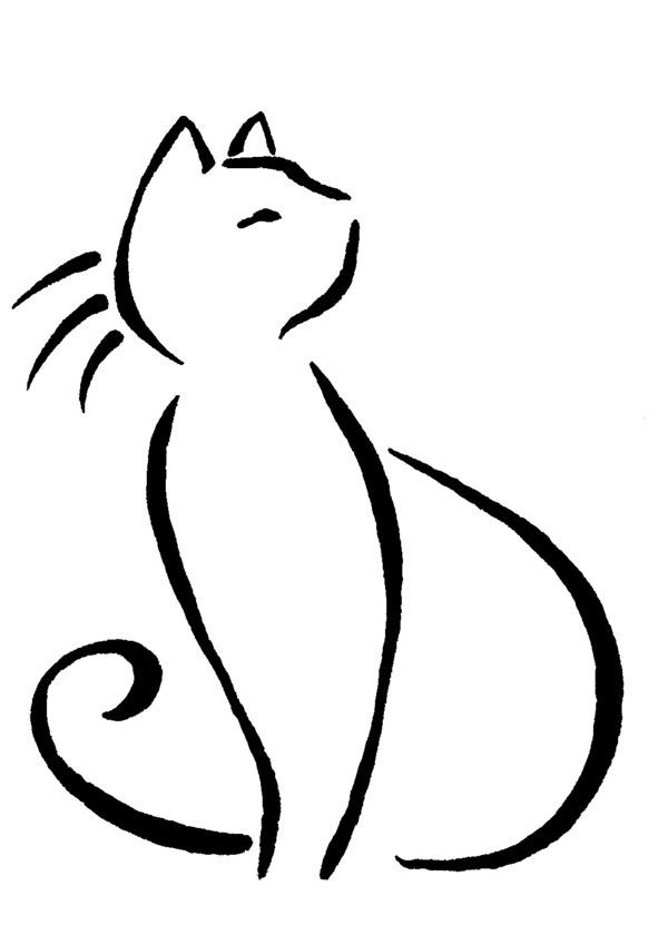 600x840 Cat Line Drawing Tattoo - Simple Cat Drawing