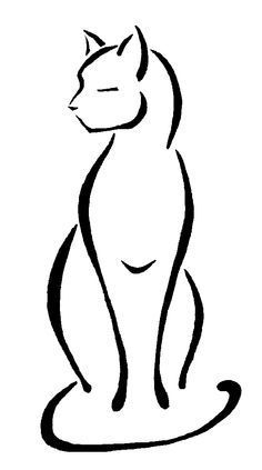 236x423 Cat Outlines Lines Tattoo - Simple Cat Drawing