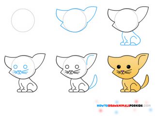 320x240 How To Draw A Simple Cat For Kids Kids Drawing Cat - Simple Cat Drawing For Kids