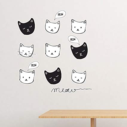 425x425 white cat black cat head meow simple line drawing - Simple Cat Line Drawing