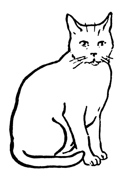 512x700 Cat Clipart Line Drawing Great Free Clipart, Silhouette - Simple Cat Line Drawing
