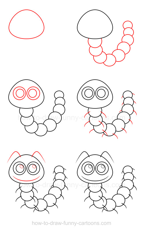 500x807 how to draw a caterpillar - Simple Caterpillar Drawing