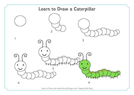 460x325 Learn To Draw Minibeasts - Simple Caterpillar Drawing