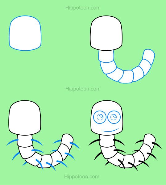 538x599 simple drawing lesson on how to draw a caterpillar drawings - Simple Caterpillar Drawing