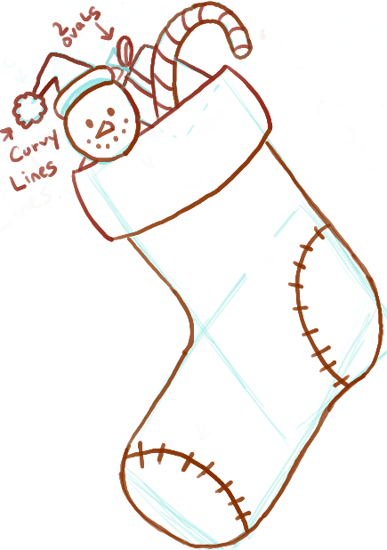 435x618 how to draw christmas stockings with easy steps for kids - Simple Christmas Drawings