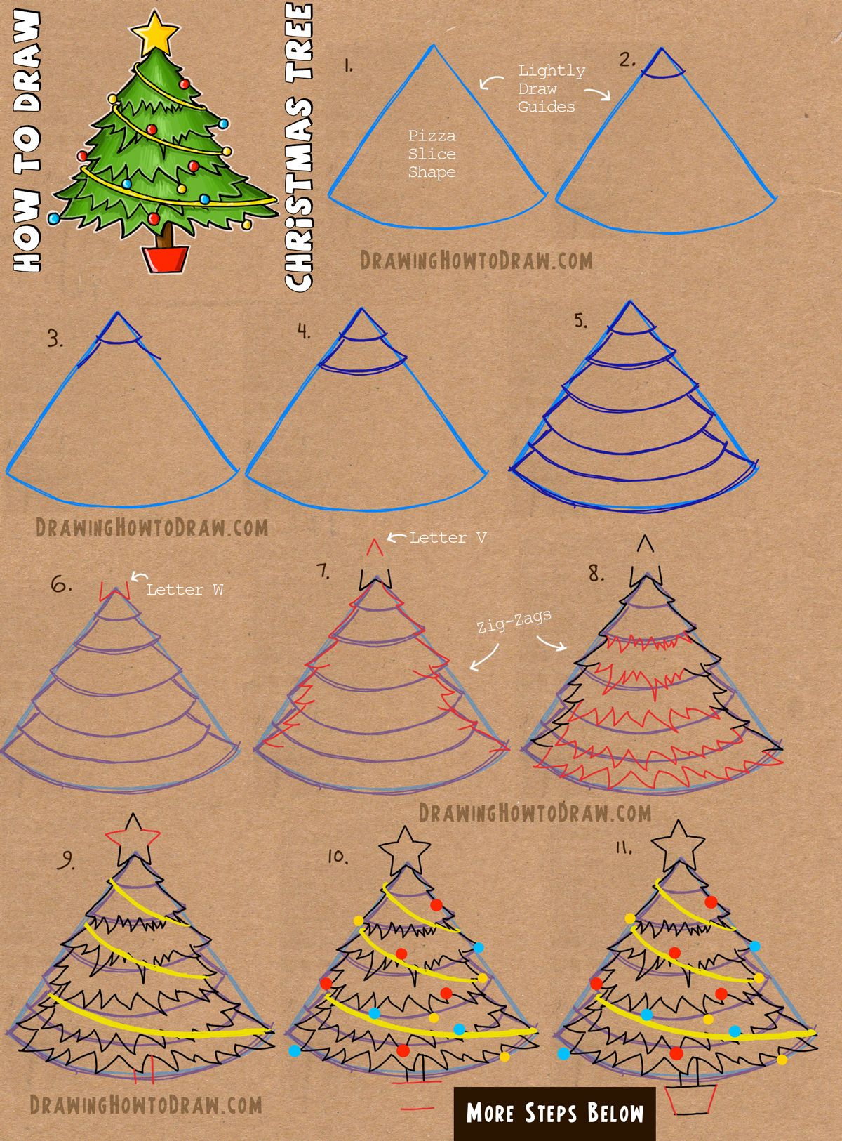 1200x1625 How To Draw A Christmas Tree With Simple Step - Simple Christmas Tree Drawing