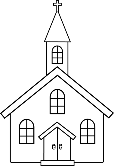 379x550 Little Church Line Art - Simple Church Drawing