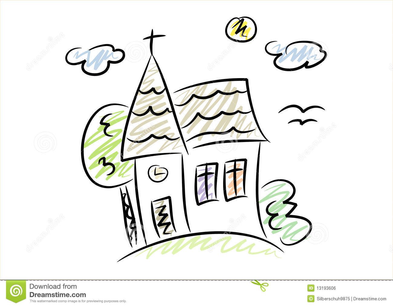 1300x1014 Simple Drawing Of A Little Church Royalty Free Stock Image - Simple Church Drawing