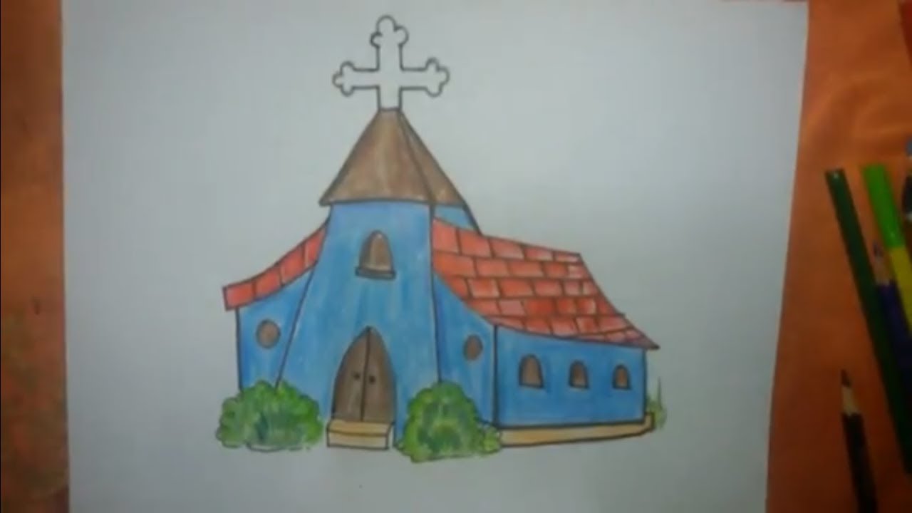 1280x720 Very Very Easy!!!! How To Draw A Church Step - Simple Church Drawing