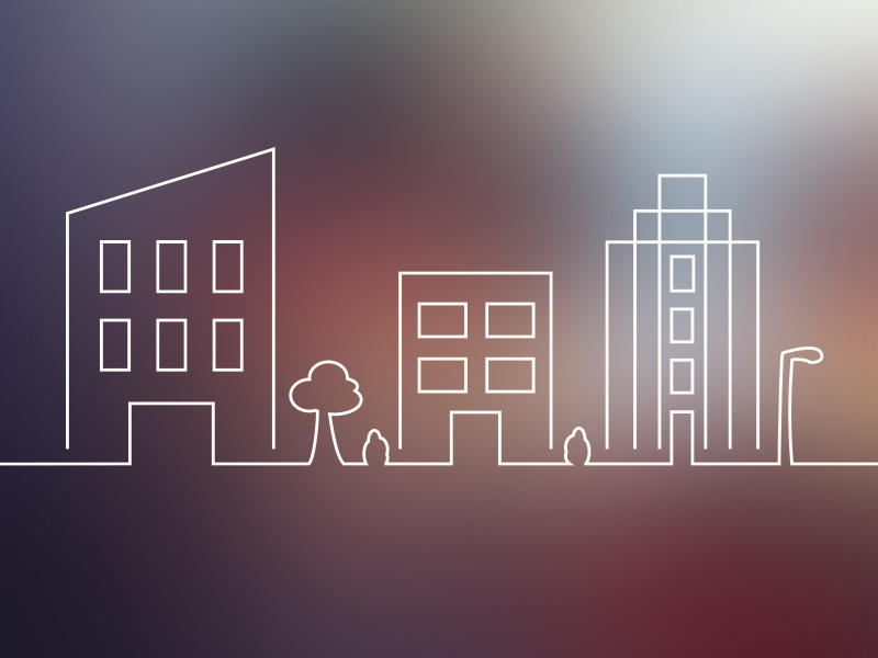 800x600 City Street Line Drawing - Simple City Drawing