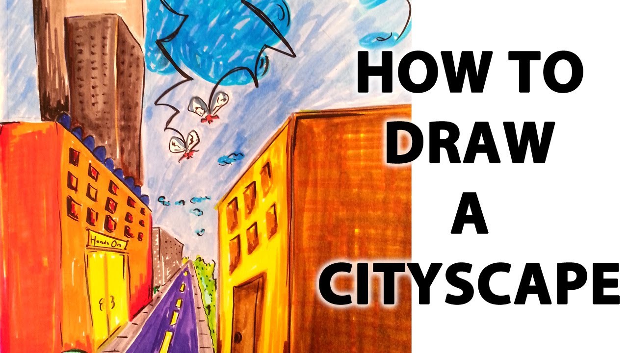 1280x720 how to draw a cityscape in perspective - Simple Cityscape Drawing