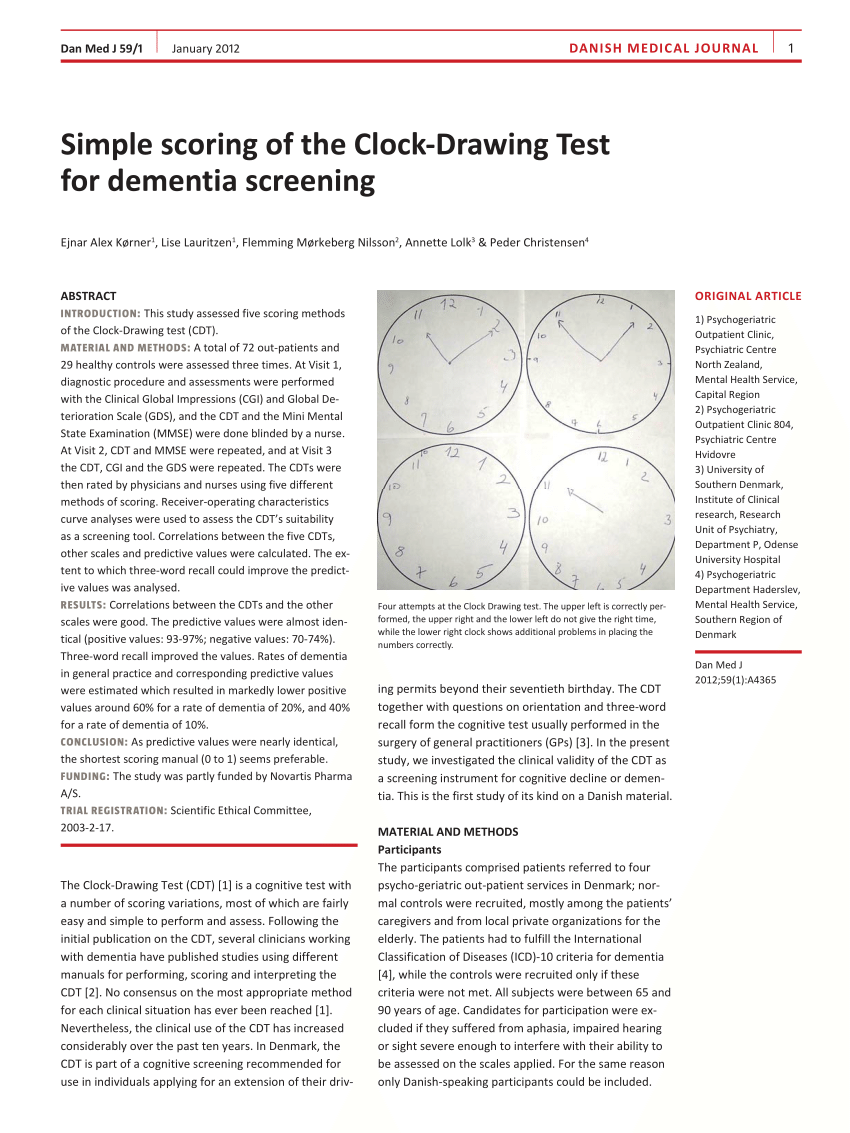850x1133 Pdf Simple Scoring Of The Clock Drawing Test For Dementia Screening - Simple Clock Drawing