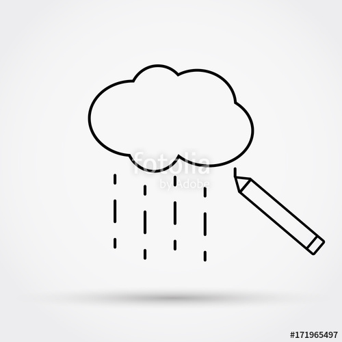 500x500 pencil drawing cloud with rain outline simple flat icon vector - Simple Cloud Drawing