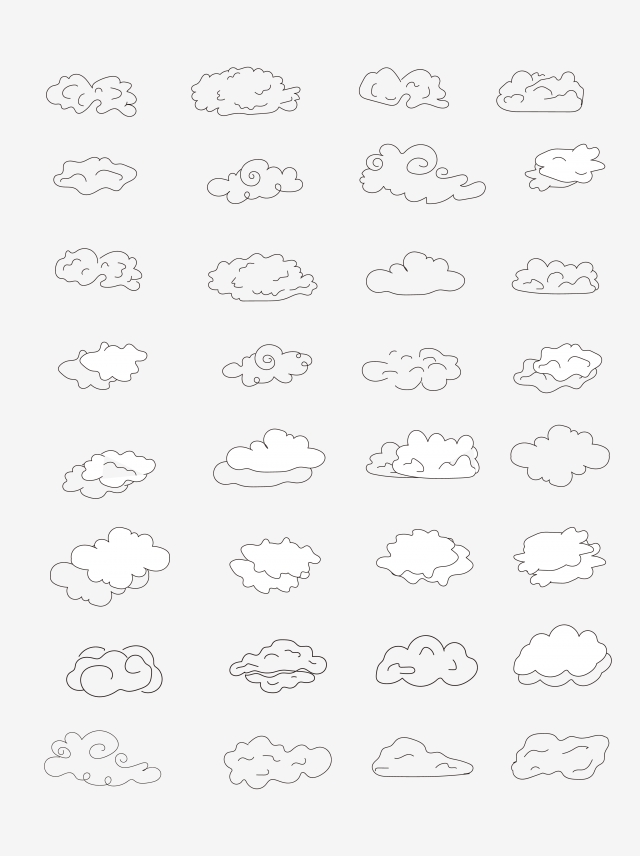 640x856 cloud line drawing simple stroke cartoon childrens drawing cute - Simple Cloud Drawing