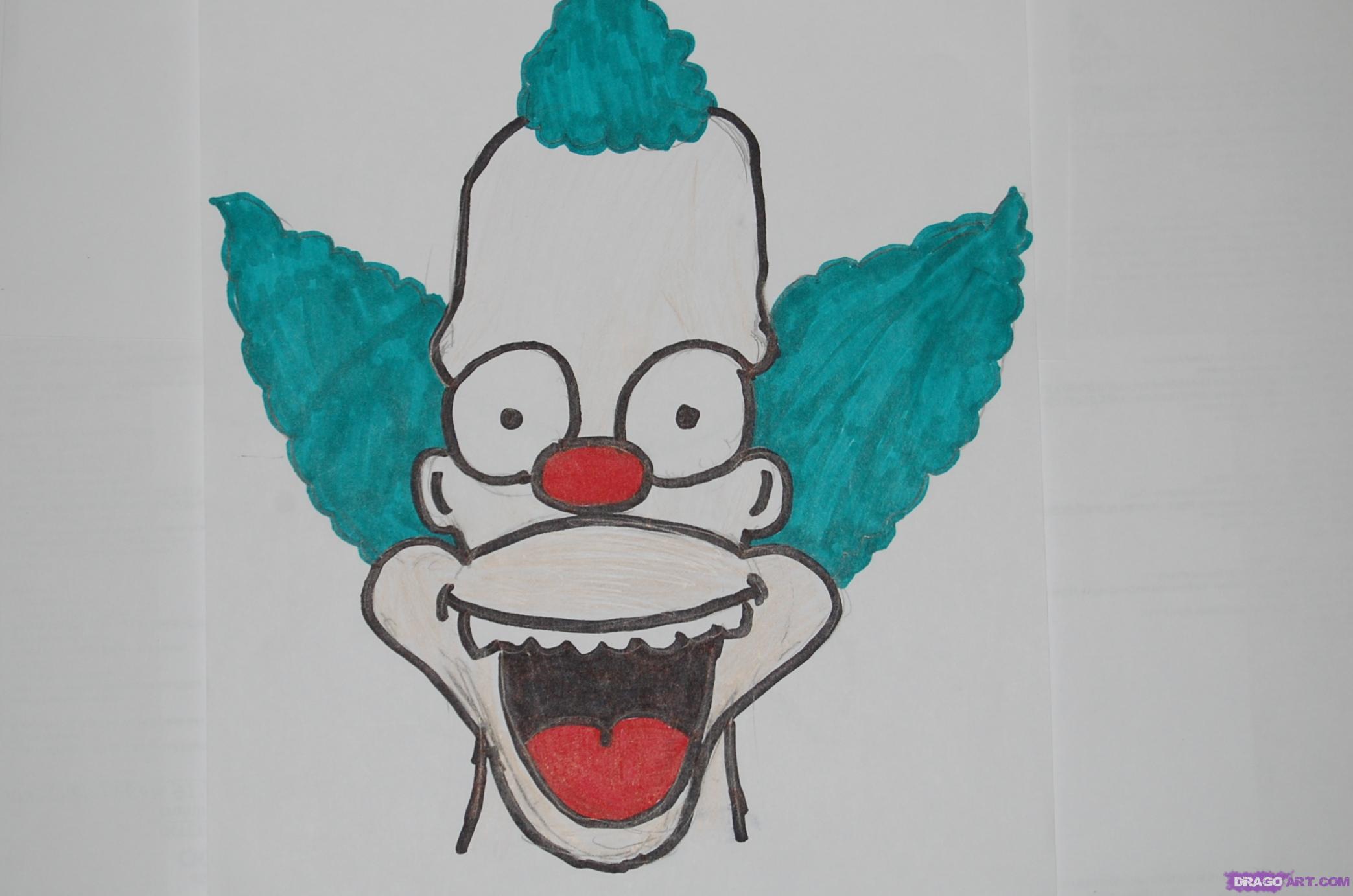 2087x1383 How To Draw Crusty The Clown, Step - Simple Clown Drawing